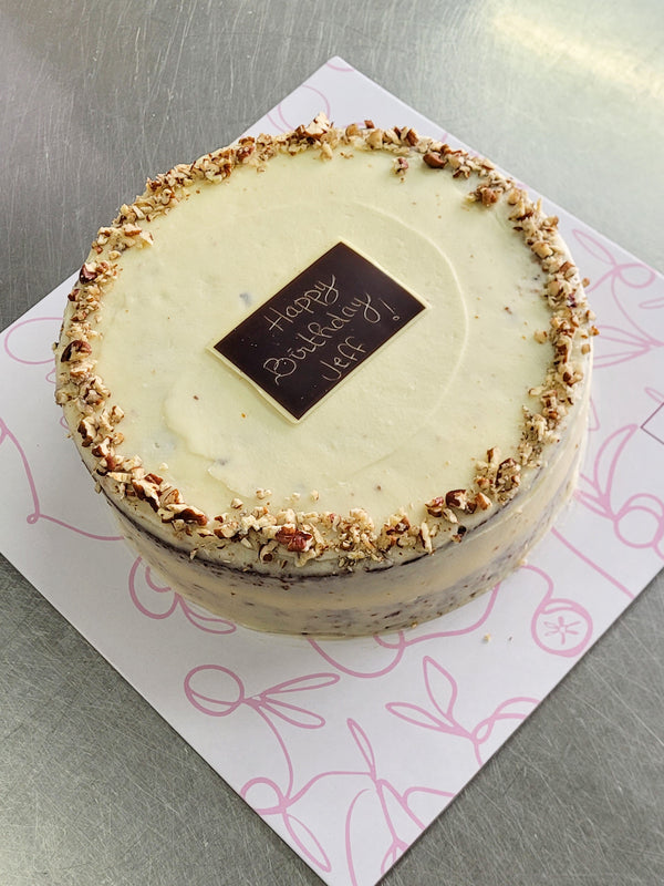 Rich, creamy, moist and delicious carrot cake cheesecake! The best birthday cake in Hong Kong for our carrot cake lovers. No raisins!